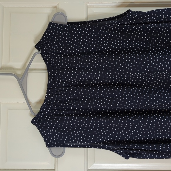 LOFT Women's Navy Blue With White Polka Dot Sleeveless Blouse / Tank - L - NWT - Picture 3 of 10